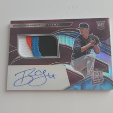 Panini Spectra Braxton Garrett Rookie Auto Patch #144 Neon Pink Prizm Miami /49