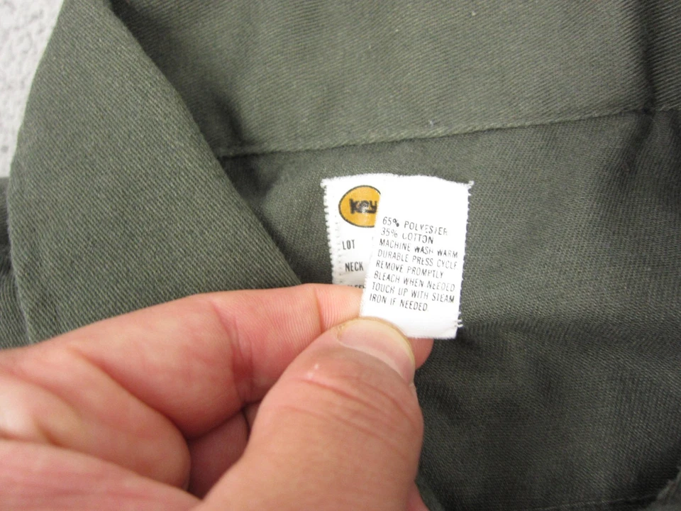 Vintage Key Imperial Shirt Mens 18.5 Green Canvas Work Leisure 70s Made in USA - Image 4 of 4