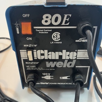 Clarke Weld 80E Electric Arc Welder 120 Volt Portable WE 6485 90A Max