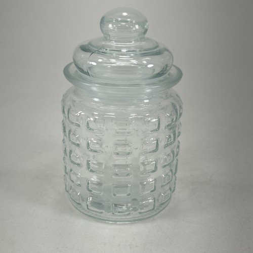 Glass Candy Dish Or Vanity Container with Lid 5" Tall x 3" Wide