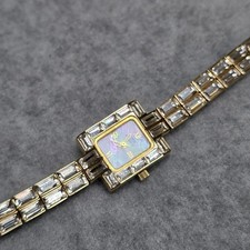 Anne Klein Quartz Watch Women Gold Tone Diamonds MOP Analog New Batter 6.5"