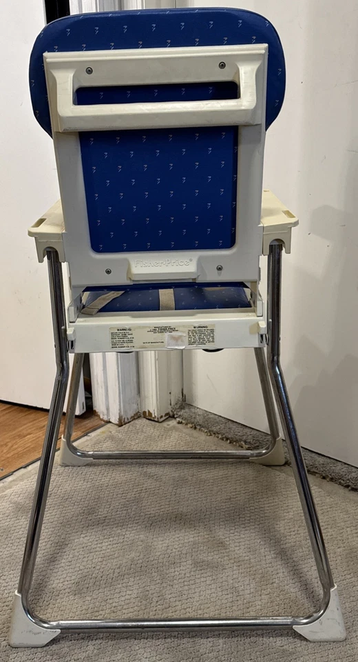 Silla alta Fisher-Price azul vintage - plegable - bandeja ajustable - 1989 Foto 4 de 4