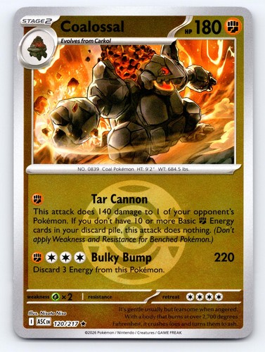 Coalossal (Dusk Ball) 120/217 Rare Ascended Heroes Pokemon Reverse Holo NM