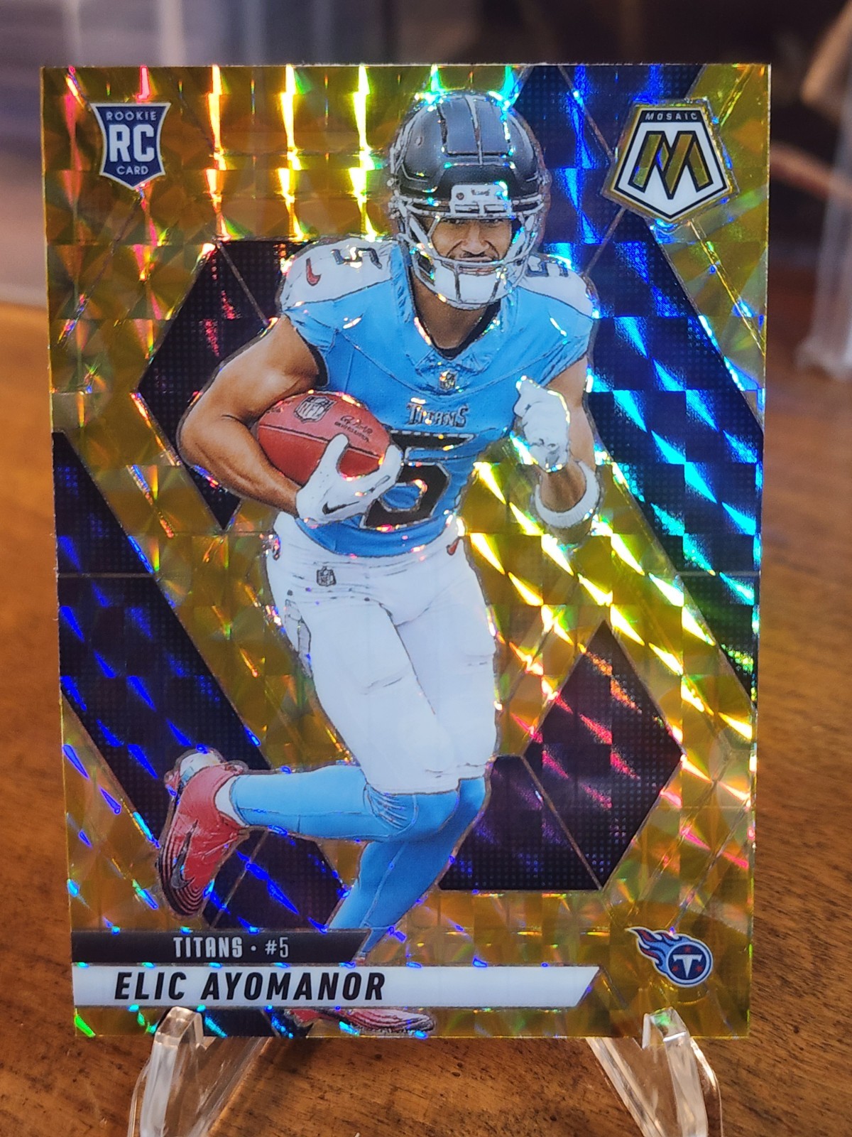 2025 Mosaic #333 Elic Ayomanor Mosaic Reactive Yellow RC Tennessee Titans