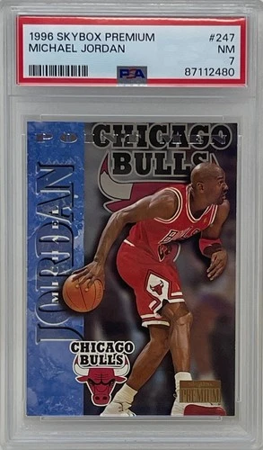 Michael Jordan 1996 Skybox Premium Chicago Bulls NBA Basketball Card #247 PSA 7
