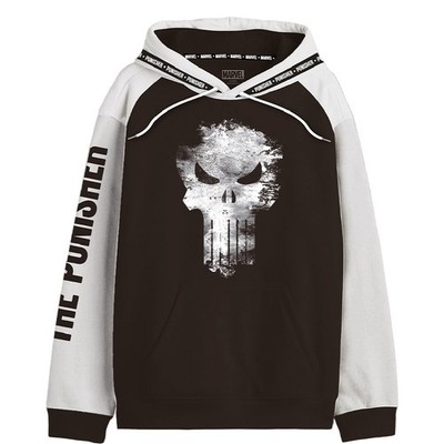 The Punisher Kapuzenpullover Distressed Skull BW Hoodie Marvel Comics