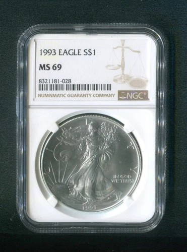 NGC MS 69 1993 American Silver Eagle $1