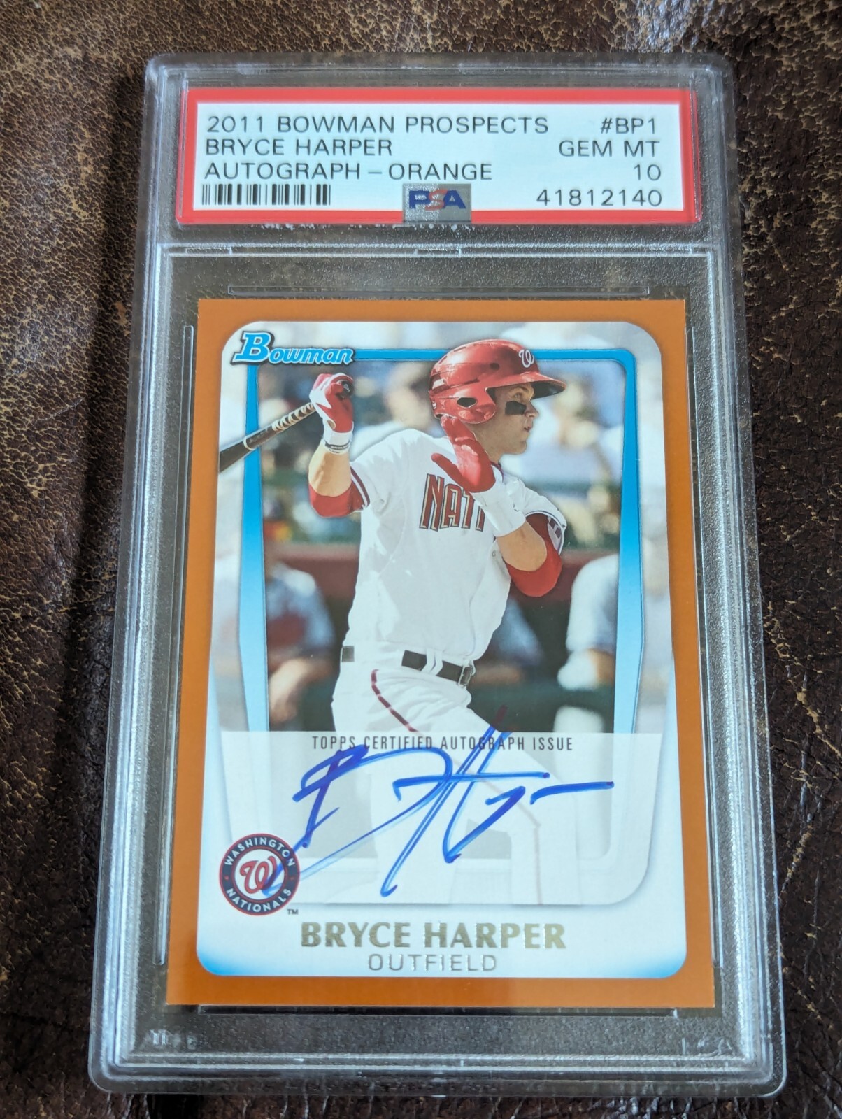 2011 Bowman Prospects Bryce Harper Orange Auto 15/25 PSA 10 1st MLB Autograph