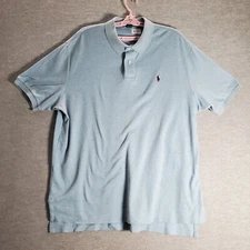 Polo Ralph Lauren Men Polo Shirt XL Blue Logo Golf Short Sleeve Collar READ
