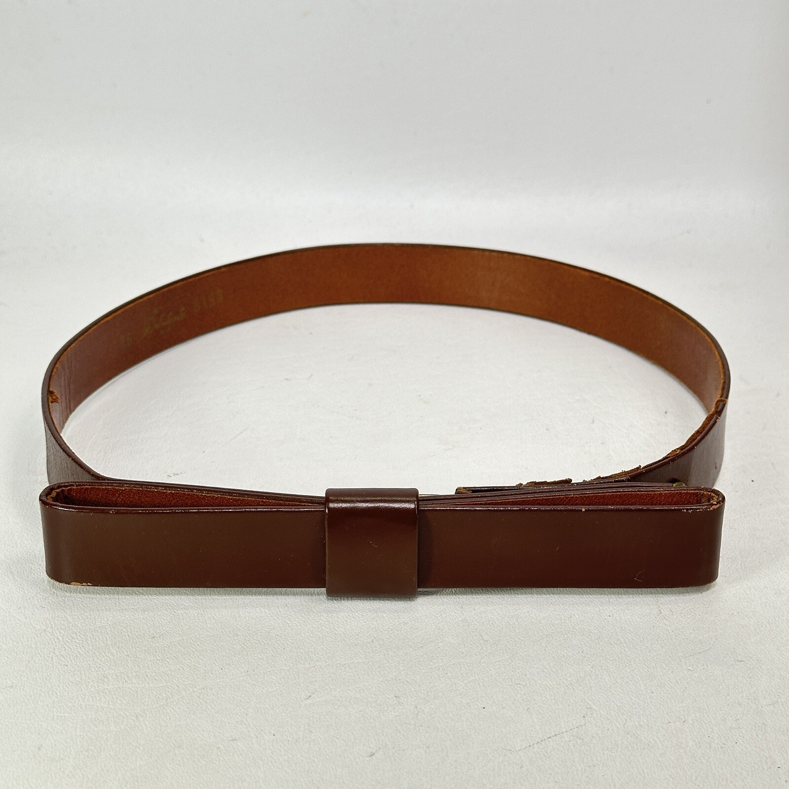 Vintage Debutante Brand Dress Belt 26 XS Brown Le… - image 7