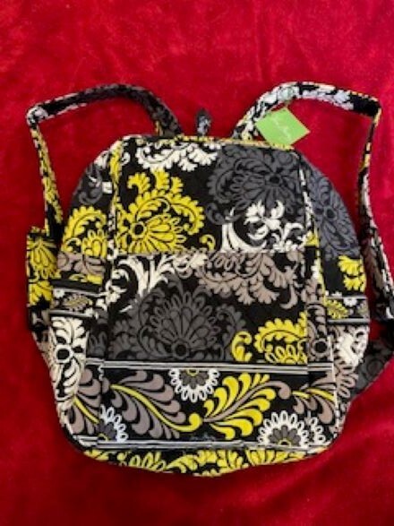 Vera Bradley Baroque Large Backpack Black Yellow Print New With Tags NWT  