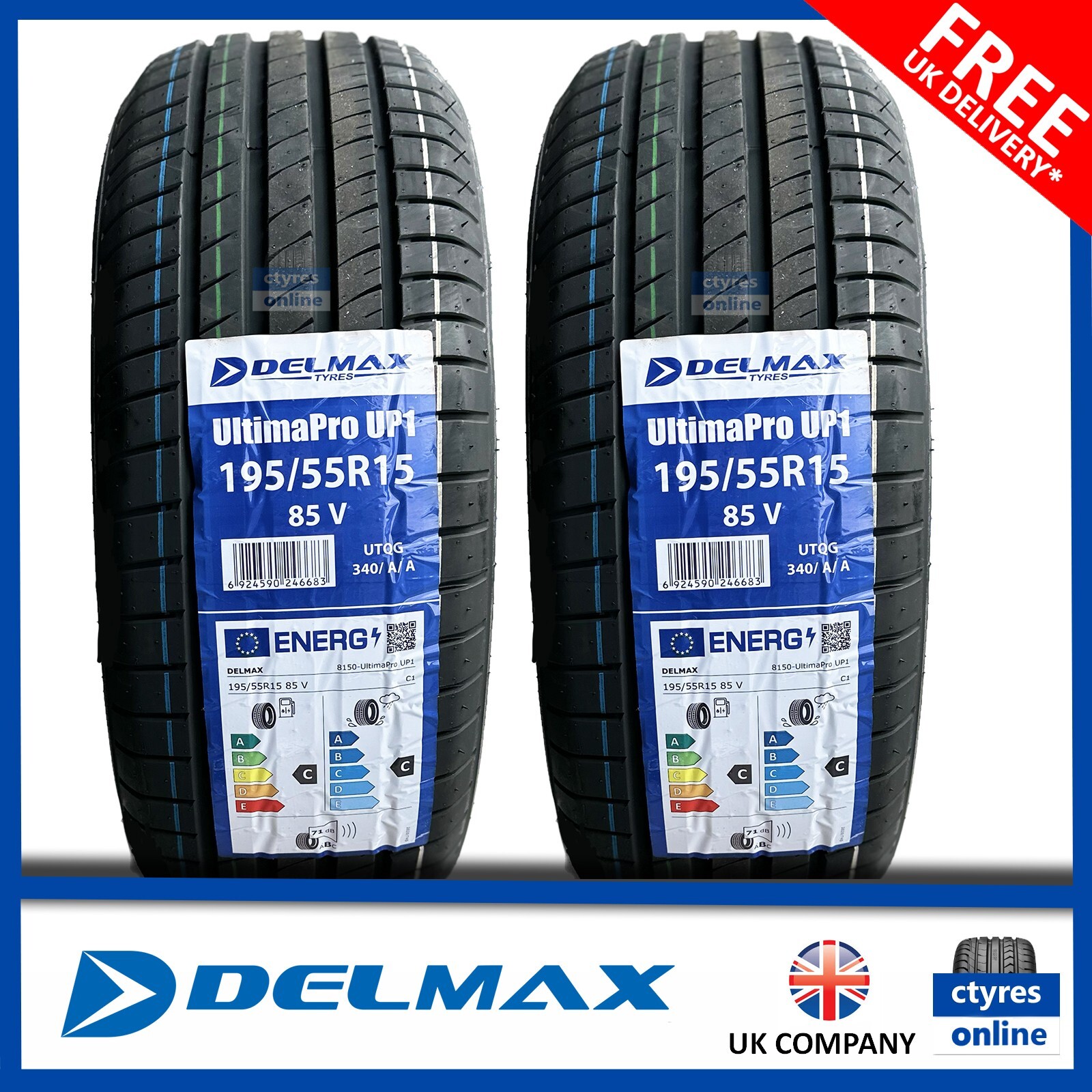 2X New 195 55 15 DELMAX ULTIMAPRO 85V 195/55R15 1955515 *C/C RATED* (2 ...