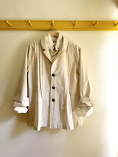 Ichi Antiquites Japan Cotton Linen Canvas Natural Cream Blazer Jacket Oversized