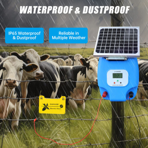 5KM Solar Power Charger 1.5J Electric Fence Energiser Energizer for Farm Animal - Picture 5 of 11