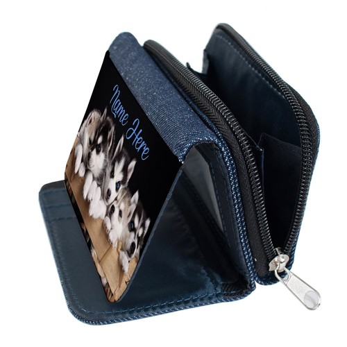 Personalised Ladies Purse Husky Denim Coin Wallet Pet Dog Birthday Gift SH130 - Picture 3 of 6