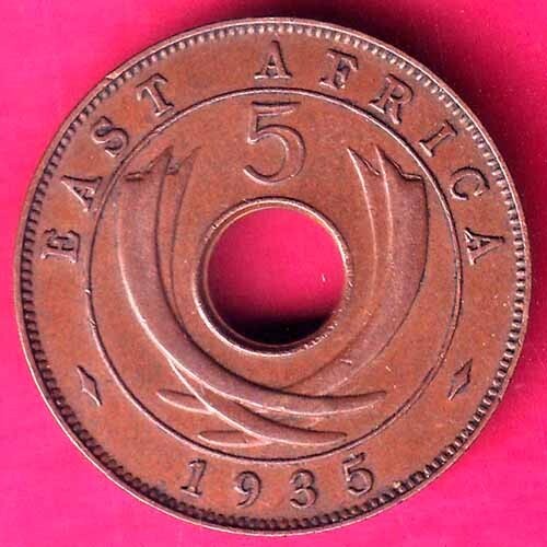 EAST AFRICA GEORGIVS V REX ET IND: IMP: 1935 FIVE CENTS RARE COIN