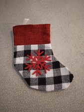 6 1/2 inch Buffalo Print Mini Christmas Stocking with Snowflake 276309