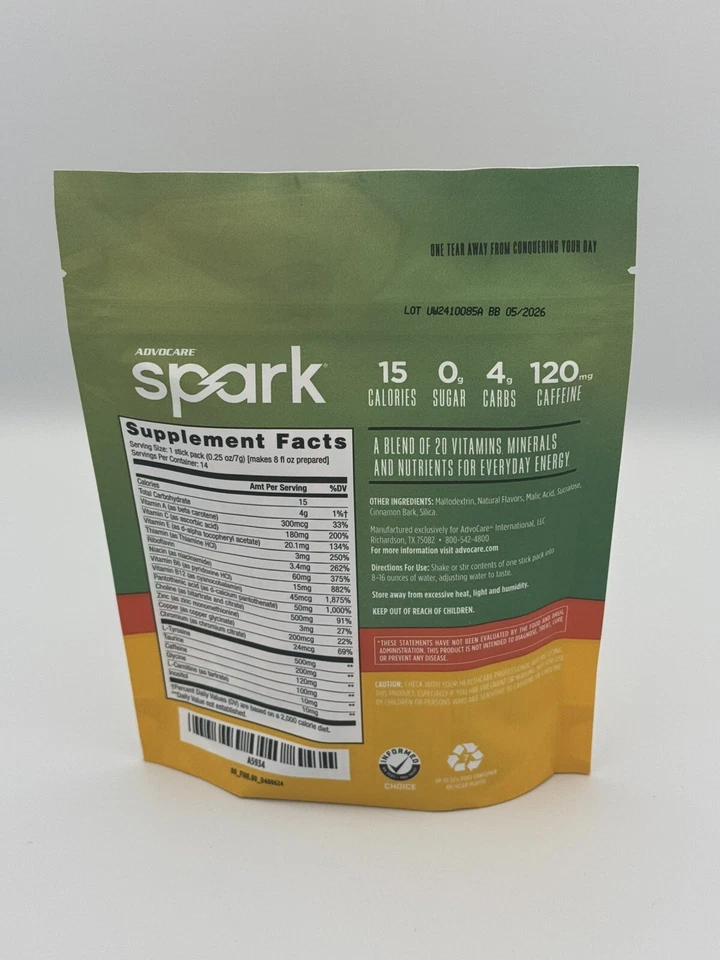 Paquetes individuales Advocare Spark Spiced Peartini 14ct EXP 05/2026 Foto 2 de 2