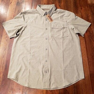 Duluth Trading Sol Survivor Standard Fit Tan Vented Short Sleeve Shirt Men Large