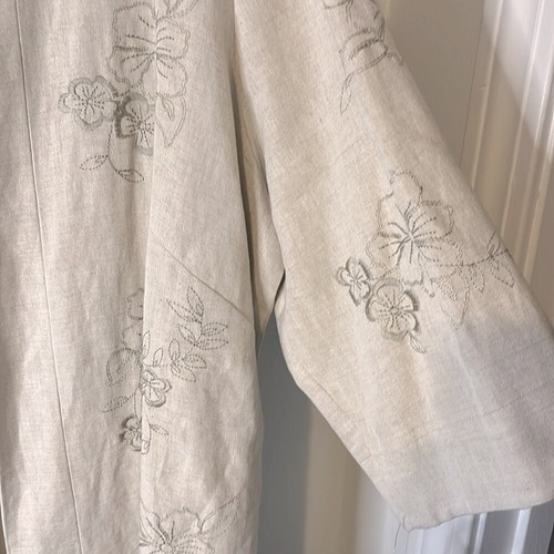 NWT Carole Little Floral Embroidered Linen Open Duster Jacket Coat Sz 22W 1X 2X - Picture 4 of 8