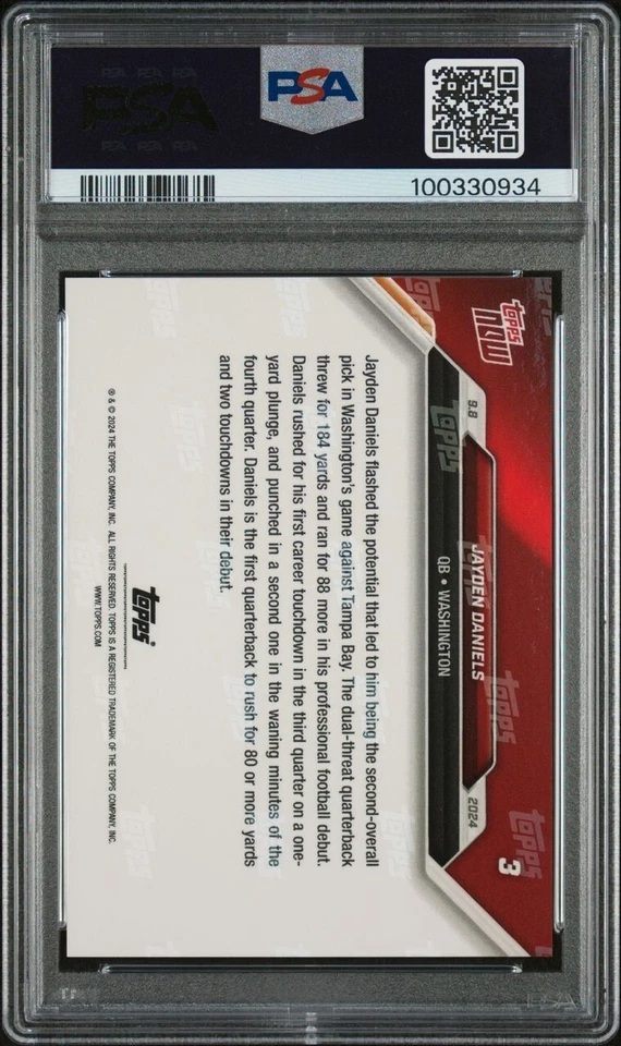 2024 Topps Now Jayden Daniels Debut #3 PSA 10 #0934 - Image 2 of 2