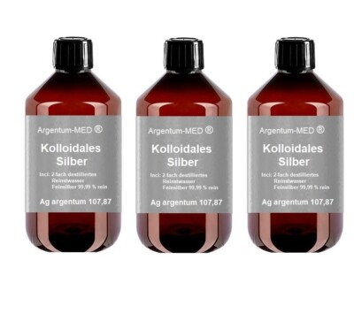 3 Liter Argentum-MED Silberwasser kolloidales Silber 25 ppm Hochvoltverfahren