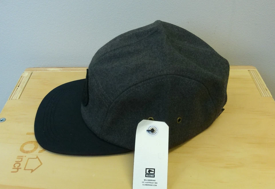 Globe Shoes Hat Cap Strap Back Black Gray Skater Skateboard Skating Panel Mens - Image 3 of 4