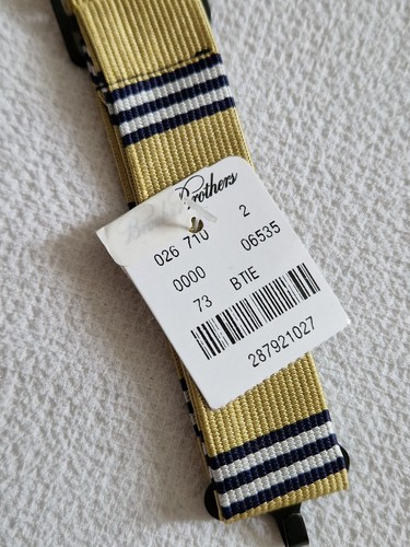Brooks Brothers Goldstreifen fertig gebunden Schleife verstellbarer Riemen 100 % Seide formell - Bild 8 von 10