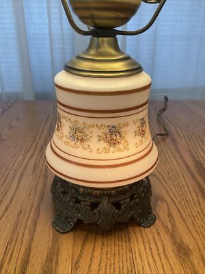 Vintage 1973 Quoizel Abigail Adams 3 way Floral Hurricane Gold