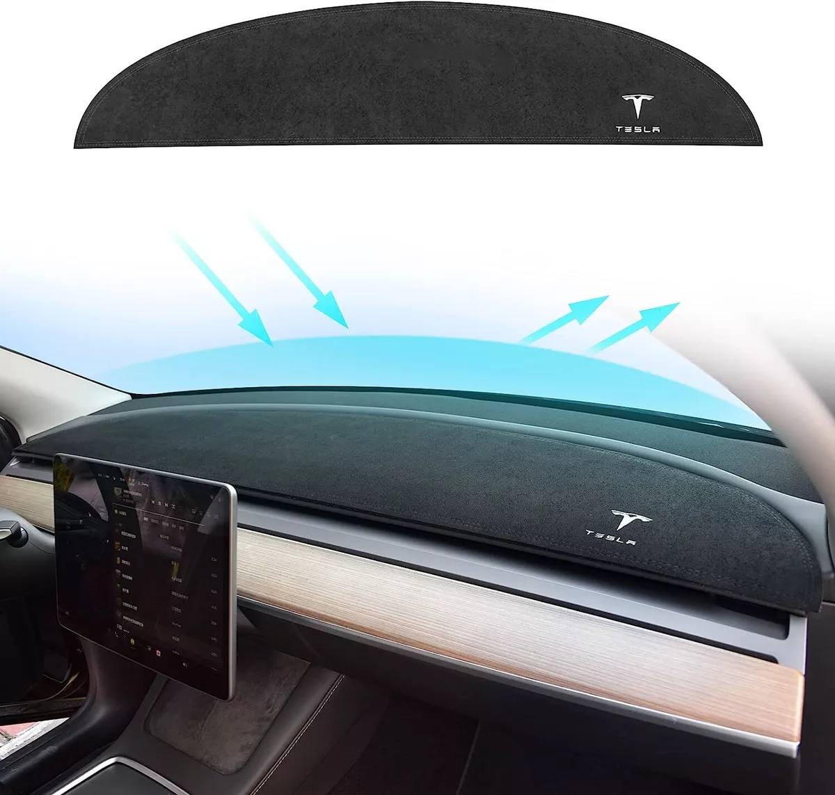 Dashboard Cover for Tesla Model 3/Y Flannel Dashboard Pad Dash Mat  Accessories