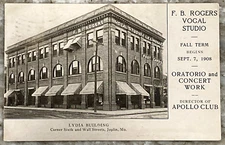 F.B. Rogers Vocal Studio Lydia Building Joplin Missouri 1908 DB Postcard B659