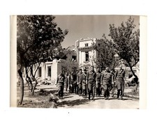 WWII WW2 Original Photo Soldiers Marching in Destroyed Town 1940s Pls READ 