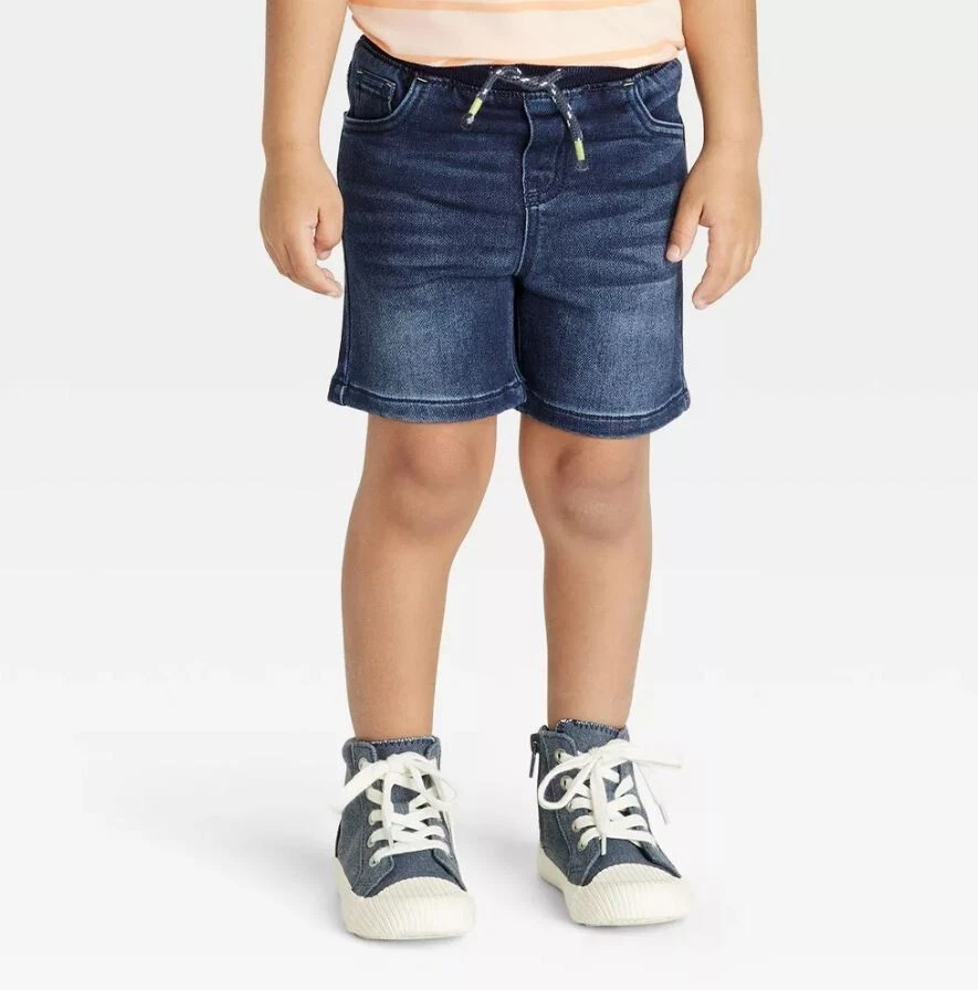 White jean top shorts for toddlers