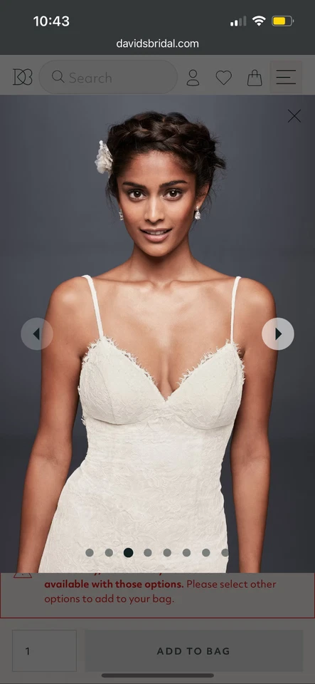 Vestido de novia David's Bridal Galina Designer TALLA 10 encaje marfil espalda baja WG3827 Foto 4 de 4