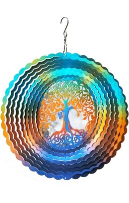 FONMY Wind Spinner Stainless Steel -Life Tree- 3D Hanging Garden Decoration -12''