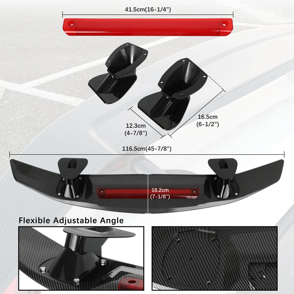 For Hyundai Tiburon 2001-2009 46" Carbon Fiber Rear Trunk Racing Spoiler GT Wing - image 3 of 4