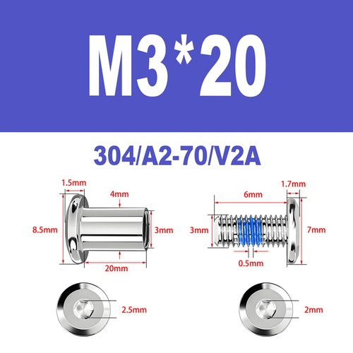 Möbelschrauben A2 V2A Hülsenschrauben M2-M6 Verbindungsschraube Möbelverbinder - Bild 32 von 122