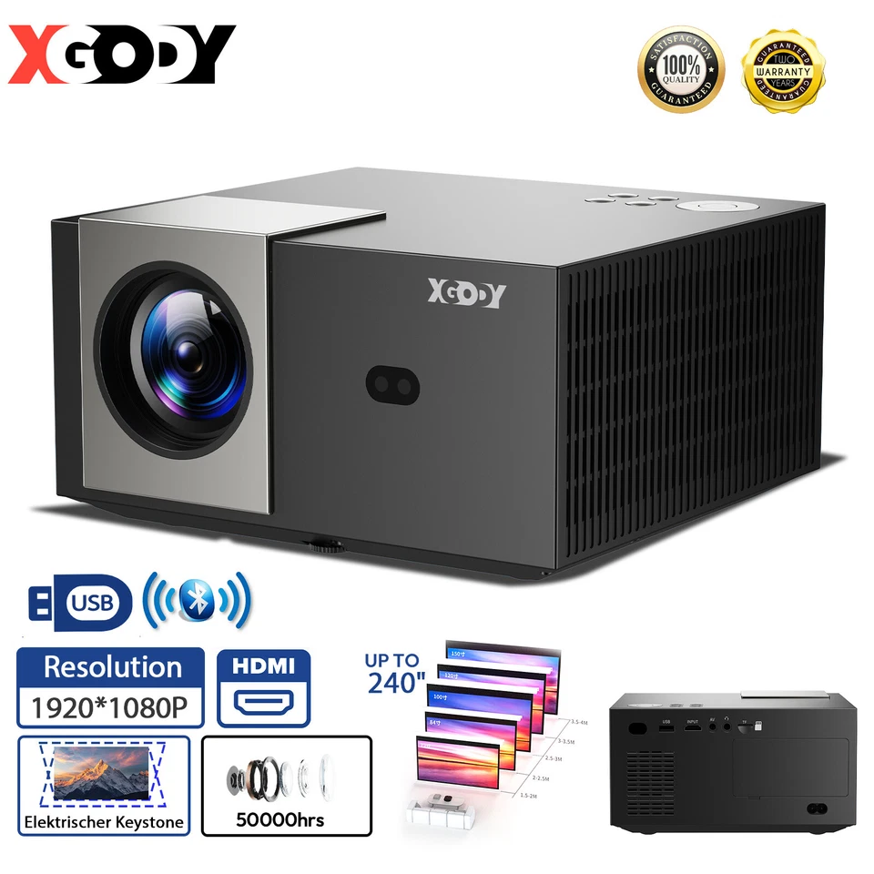 XGODY HD 1080P Native Mini Projektor 4K Heimkino 5G WiFi LED Beamer Theater HDMI - Bild 2 von 4