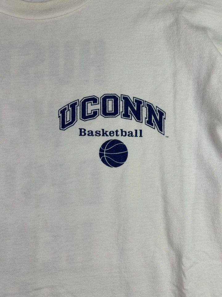 Vintage Champion UConn Huskies Basketball T-Shirt XL White NCAA College Sports - Image 2 of 4