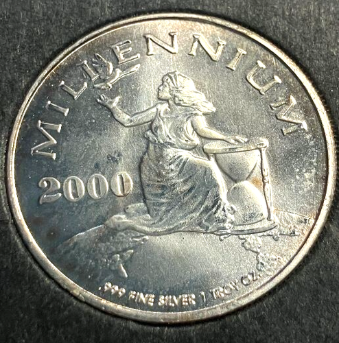 Elf Liberia 20 dólares 2000 Millennium 1 oz plata certificado de autenticidad