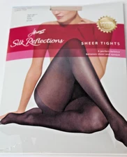 Hanes Silk Reflections Sheer Tights Control Top Sheer Toe Nude Size EF NOS