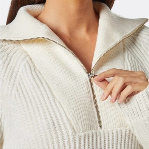 Neu mit Etikett Joie Hinnes gerippter Porzellanpullover 100 % Wolle elfenbeinfarben Größe XL - Bild 3 von 12