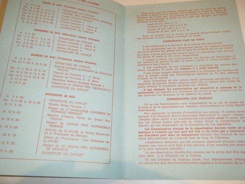 PROGRAMM MONACO GRAND PRIX GP 1974 F1 FORMEL 3 REGELUNGSFAHRPLAN - Bild 2 von 4
