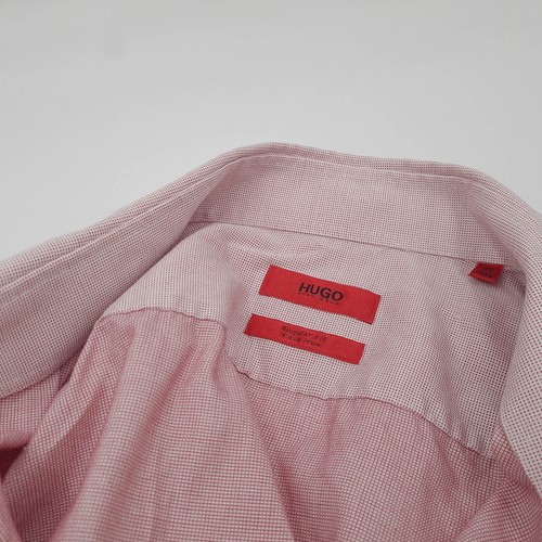 Camisa Vintage HUGO BOSS Para Hombre Cuadros Rojos De Algodón Tj2 Talla 40 15.75 - Imagen 3 de 8