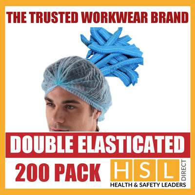 200 X Blue White Disposable Mob Clip Caps Hair Nets Catering