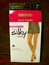 Gildan Secret Silky Sheer Pantyhose Control Top Sheer Toe Run-Resistant Lycra 