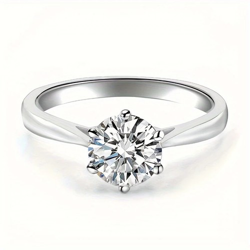 New 3.4 CT Size 7 Genuine Moissanite Solitaire Engagement Ring-Platinum- Tested - Picture 11 of 13