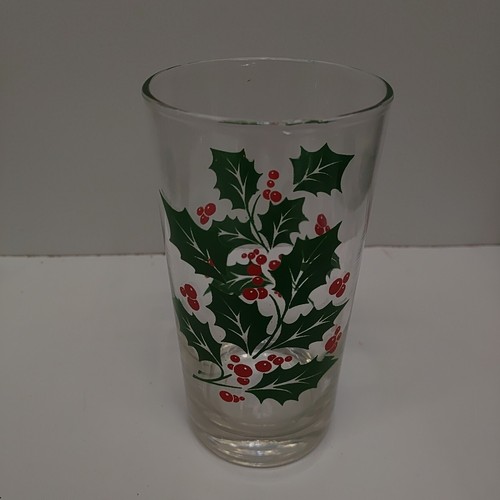 Vaso vintage de vidrio Indiana de bayas de acebo de Navidad - Imagen 3 de 3
