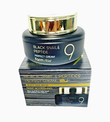 FARMSTAY BLACK SNAIL&PEPTIDE 9 PERFECT CREAM DEEP NOURISHING 1.85FLOZ KOREAN