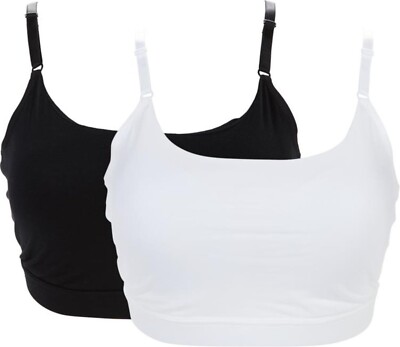 Uncover 2Pc Sewn-In Cup Lounge Bra Black White 1X NEW (138)